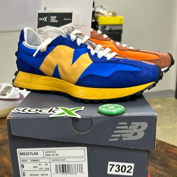 Orange and Blue New Balance 327 - Picture 1 of 5